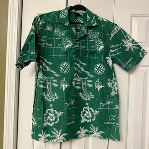 (S) Mens Aloha Fashion Hawaiian Wooden Button Shirt
